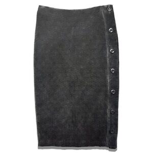 Gray Pull On Side Button Skirt